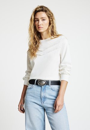 GIROCOLLO CON FRANGE - Felpa - bianco lana