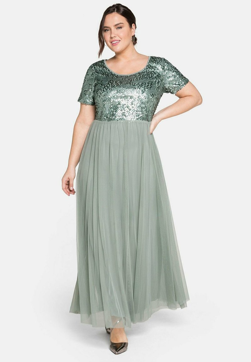 Sheego Cocktailkleid Festliches Kleid Eukalyptus Mint Zalando At