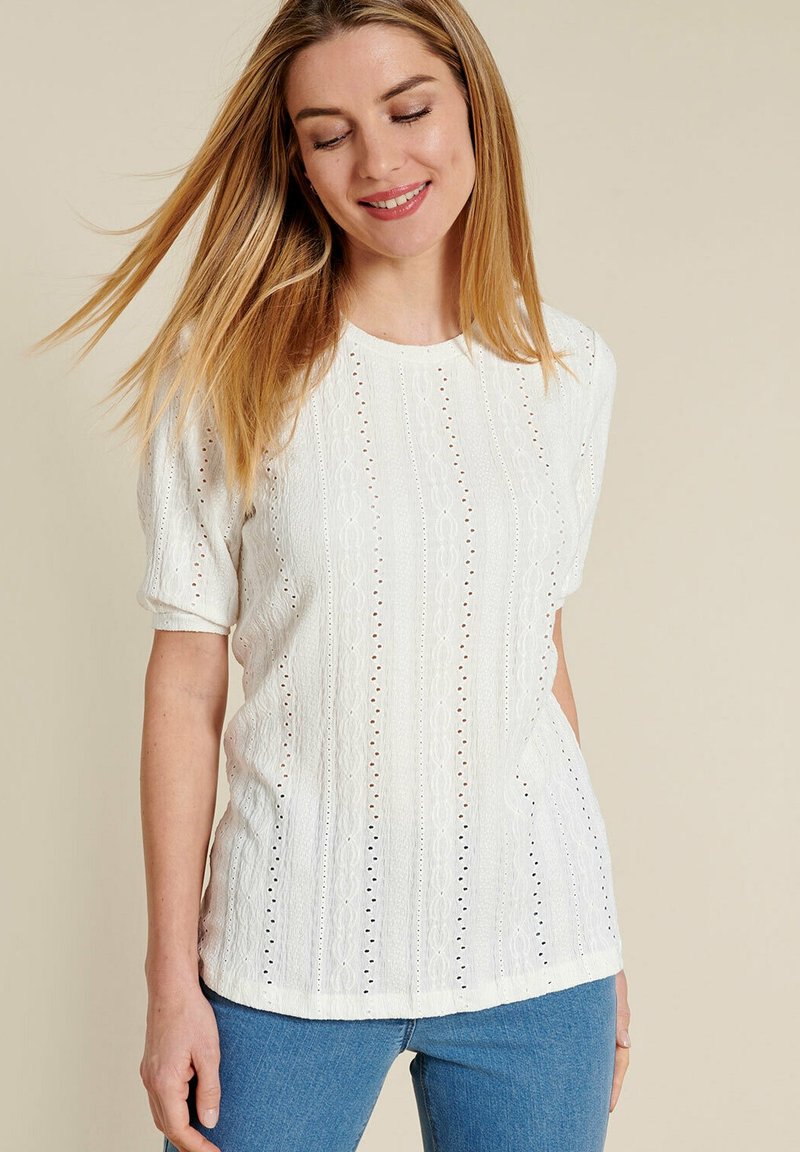 Pull Femme Maison Jules Blanc Cassé Imprimé Noir – Taille S, Neuf Avec étiquettes