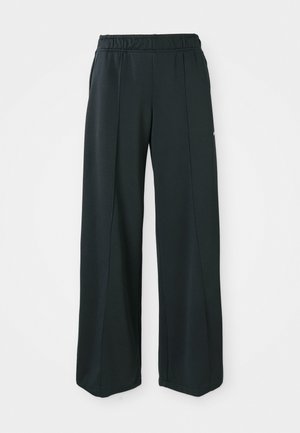 Sorte, brede atletiske bukser med elastisk talje. Lavet af glat, strækbart stof, med diskrete frontsyninger og ingen lommer.