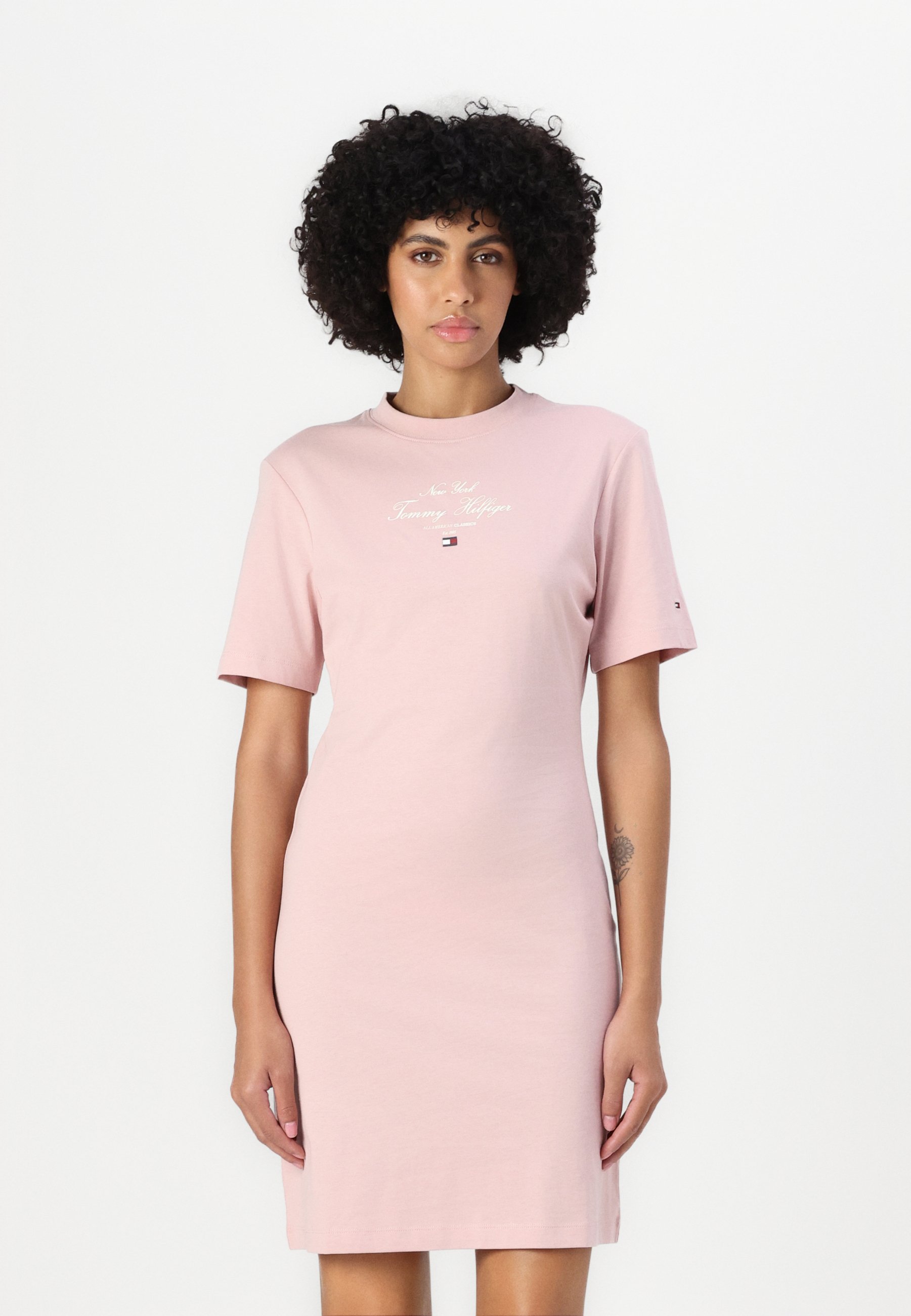 light pink mini dress Light Pink Floral Jacquard Mini Dress - Event Dresses main image 1