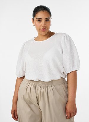Zizzi, STRUKTURIERTE BLUSE MIT KURZEN ÄRMELN - Μπλούζα - weiß