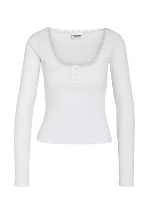 Noisy May, NMMAYA L/S LACE HENLEY TOP NOOS - Langærmet T-shirt - bright white