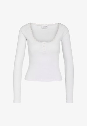 Noisy May, NMMAYA L/S LACE HENLEY TOP NOOS - Langærmet T-shirt - bright white