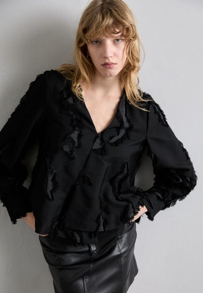 Stine Goya V NECK LONG SLEEVE - Blůza - jet black