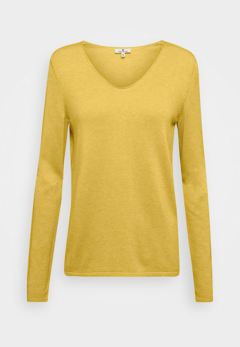 TOM TAILOR BASIC V-NECK - Svetrík - california sand melange