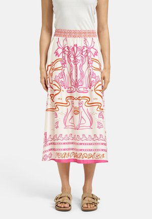 MILANO ITALY, MILANO ITALY MIDIROCK MIT ELASTIKBUND UND PARADISE ALL OVER PRINT - A-line skirt - pearl