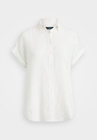 RELAXED FIT LINEN SHORT SLEEVE SHIRT - Bluza s gumbima - white