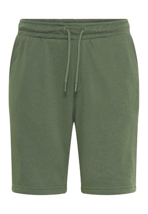 Ελιά πράσινα βαμβακερά σορτς μήκους μέχρι το γόνατο με ελαστική μέση και κορδόνι σύσφιξης.