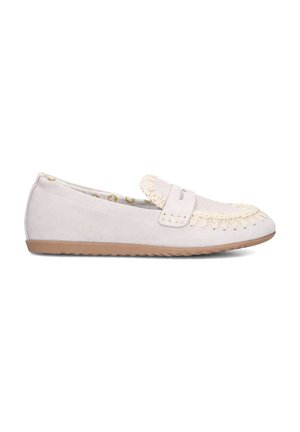 Suède instapschoenen in lichtbeige met een gevlochten accent aan de voorkant en een flexibele rubberen zool. Gevoerd met een gemêleerd interieur.