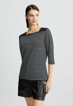 STRIPED - Top s dlhým rukávom - black