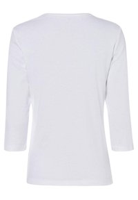 Witte, lange mouwen T-shirt met een ronde halslijn. Gladde textuur en eenvoudig ontwerp, met een schone, onopgesmukte achterkant.