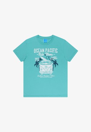 Ocean Pacific, OCEAN PACIFIC HERREN T-SHIRT NORMALE PASSFORM TWINNY - T-shirt print - aqua ecru