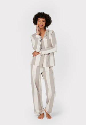 BUTTON UP STRIPE SET - Pijama - brown