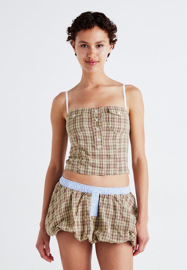 CHECKED CORSET - Top - beige