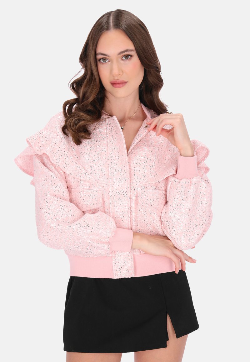 Donne Paillettes Cappotto Bomber Giacca Manica Lunga Cerniera Streetwear Casual Sciolto Glitter Capispalla Moda Femminile Primavera Cappotto - 12