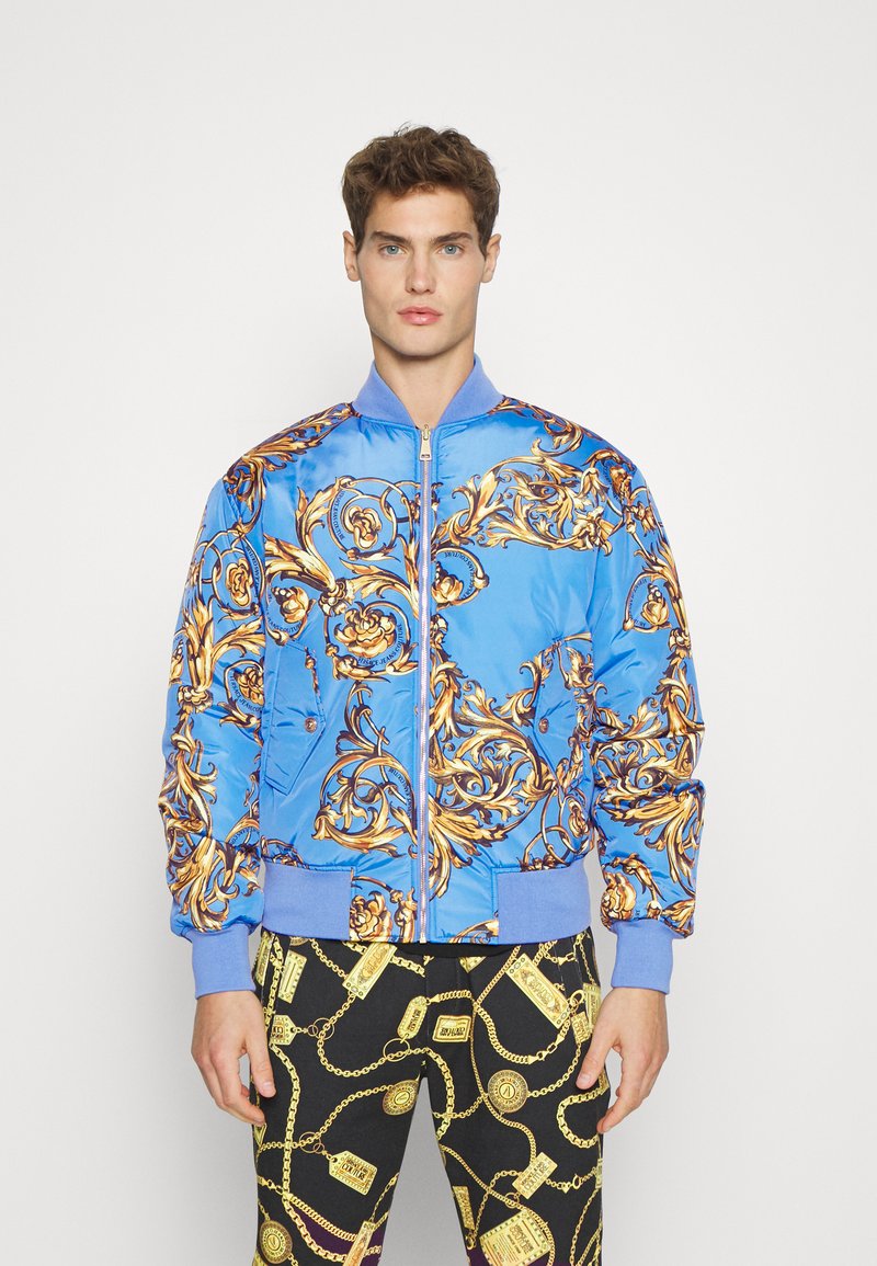 Versace Jeans Couture PRINTED GARLAND - Blusão aviador - blue/gold