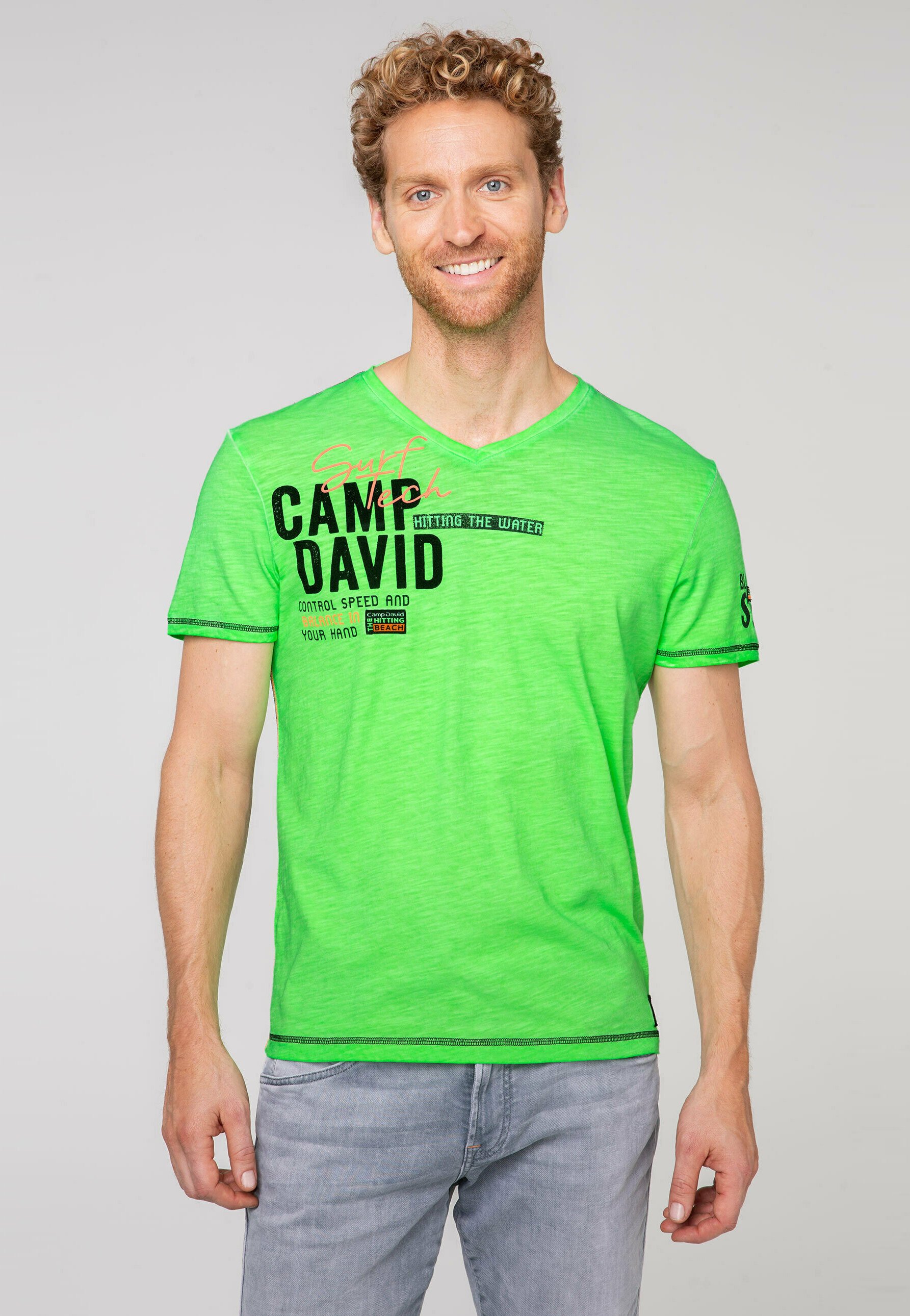 Camp David Print T-shirt - tech green 