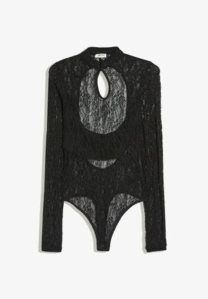 Bershka, LONG SLEEVE WITH SPLIT NECKLINE AND LACE - BODYSUIT - Body - black