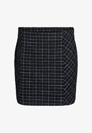 Musthave must kuldse, tekstuuriga ruudustikuga. Omab sirget lõiget ja siledat viimistlust. Pole nähtavaid metallosi ega kaunistusi.