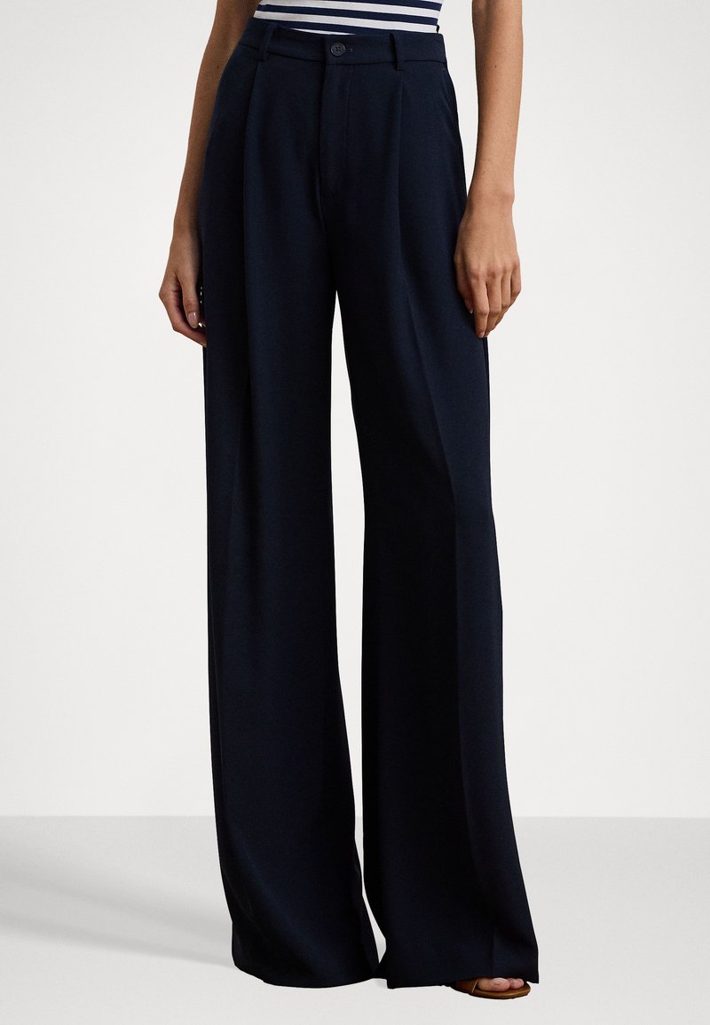 Lauren Ralph Lauren - Double Faced Georgette Wide Leg Trouser - Trousers - navy, Enlarge
