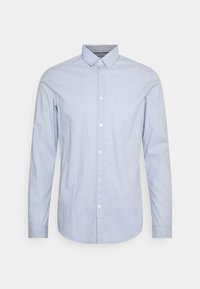 Lichtblauwe overhemd met lange mouwen van katoen, met een button-down kraag, witte knopen en een gestructureerde binnenkraagvoering.