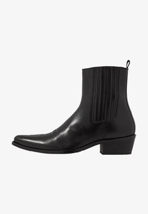 LEATHER - Cowboy/biker ankle boot - black