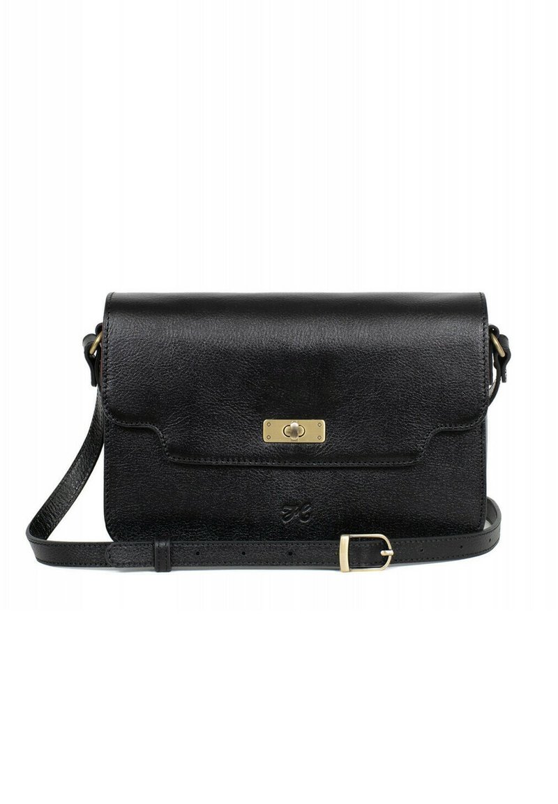 Sac Bandoulière Hexagona En Cuir Noir - Occasion - Style Hexagonal Unique