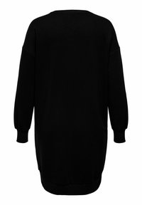 Crna dugos Abla haljina s dugim rukavima, s rebrastim manžetama i rubom, s opuštenim, ravnim krojem i okruglim izrezom.
