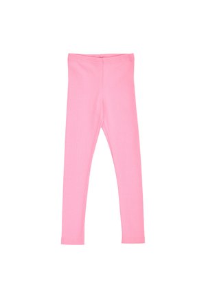 Kinderleggings in kräftigem Pink mit tailliertem Bund und schmalen, durchgehenden Beinen, flach auf weißem Hintergrund gelegt.
