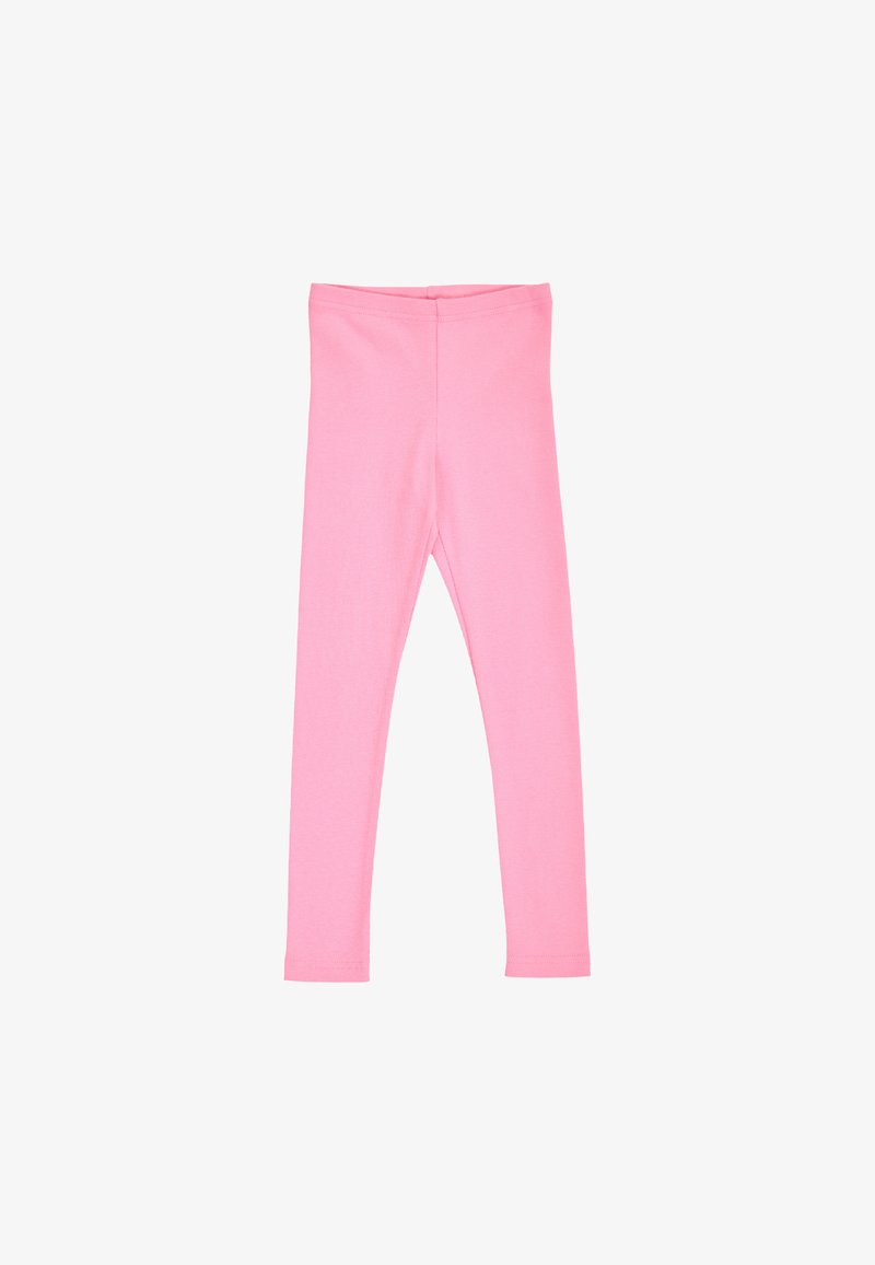 Leggings enfants rose uni avec une taille ajustée et des jambes fines longueur totale, présentés à plat sur fond blanc.