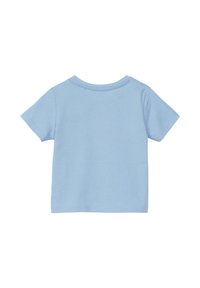Lichtblauw peuter T-shirt met korte mouwen en ronde hals, plat weergegeven met de achterkant zichtbaar.