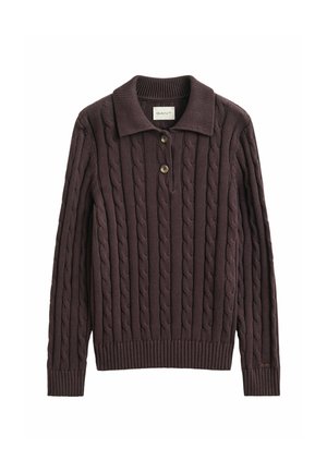 GANT, GANT COTTON CABLE KNIT SWEATER - Langarmshirt - deep brown