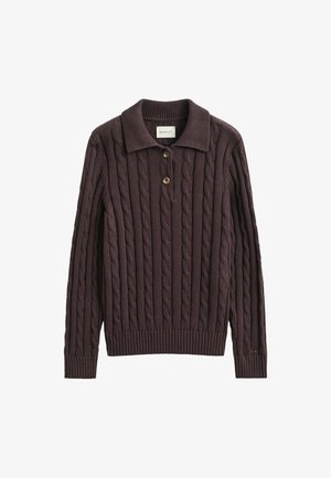 GANT, GANT COTTON CABLE KNIT SWEATER - T-shirt à manches longues - deep brown