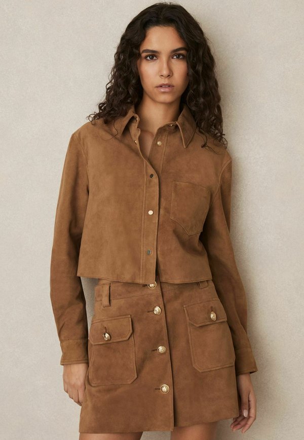 REGULAR FIT CONNIE - Lederjacke - tan