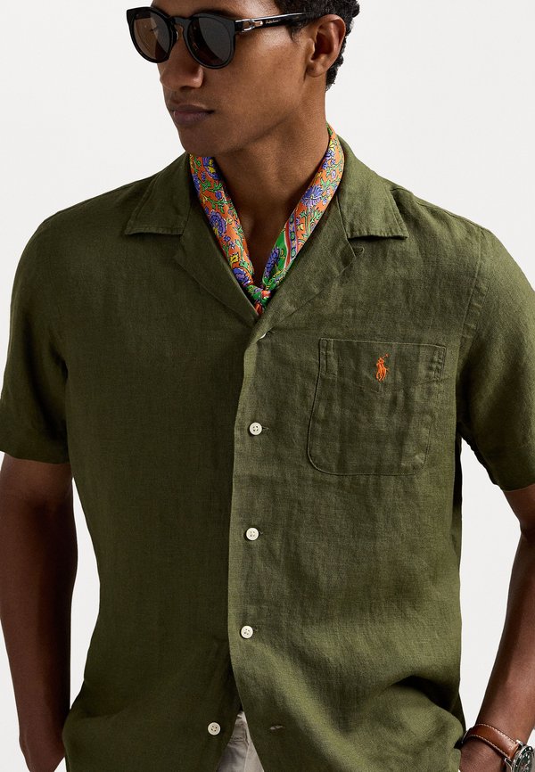 CLASSIC FIT LINEN CAMP SHIRT - Shirt - new olive2