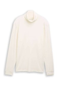 Witte lange mouwen turtleneck shirt, gemaakt van zachte stof, met een losse pasvorm, ribbelkraag en manchetten, met zijsplitsingen aan de zoom.