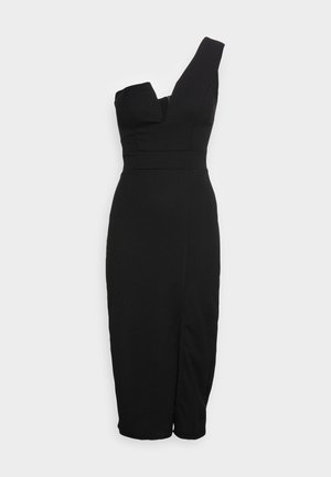 GIGI ONE SHOULDER MIDI DRESS - Jersey dress - black