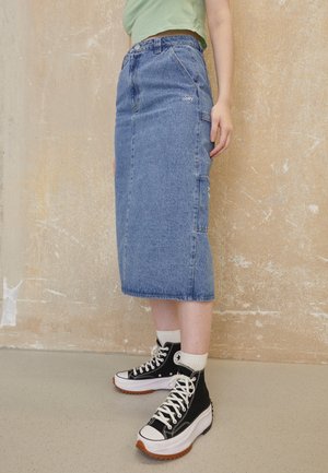 Obey Clothing JUNIPER MIDI SKIRT - sukňa v tvare A - stonewash indigo