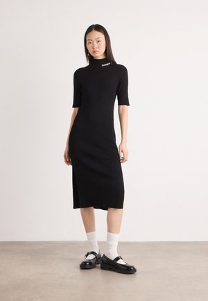MOCK NECK BALLET SLEEVE  MIDI DRESS LOGO - Jumper dress - black/eggnog