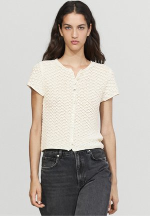 Massimo Dutti, CROCHET KNIT CARDIGAN - Cardigan - white
