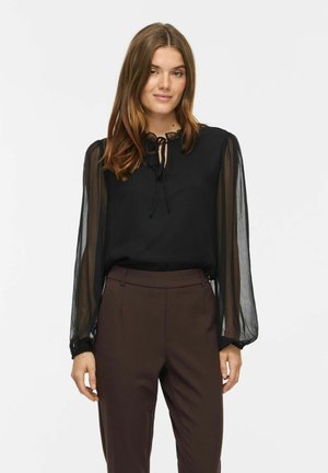 VILA, LONG SLEEVED TOP VIFALIA HIGH NECK - Blouse - black