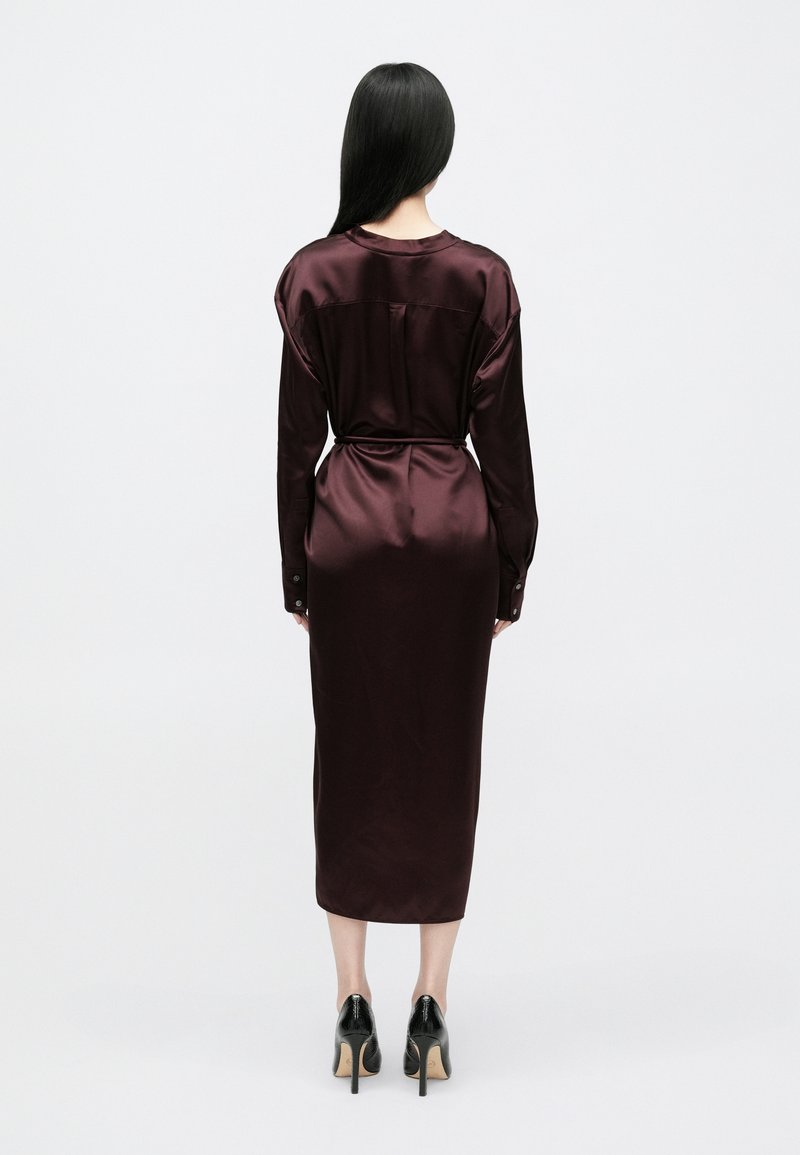 Tory Burch ASYMMETRIC SHIRT DRESS - Shirt dress - merlot/dark red - Zalando