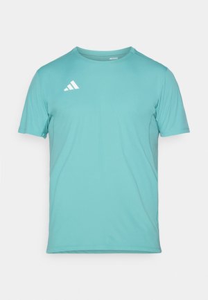 Vaaleansinivihreä Adidas lyhythihainen urheilupaita, jossa vasemmassa rinnassa valkoinen Adidas-logo ja verkkokankaiset sivupaneelit.