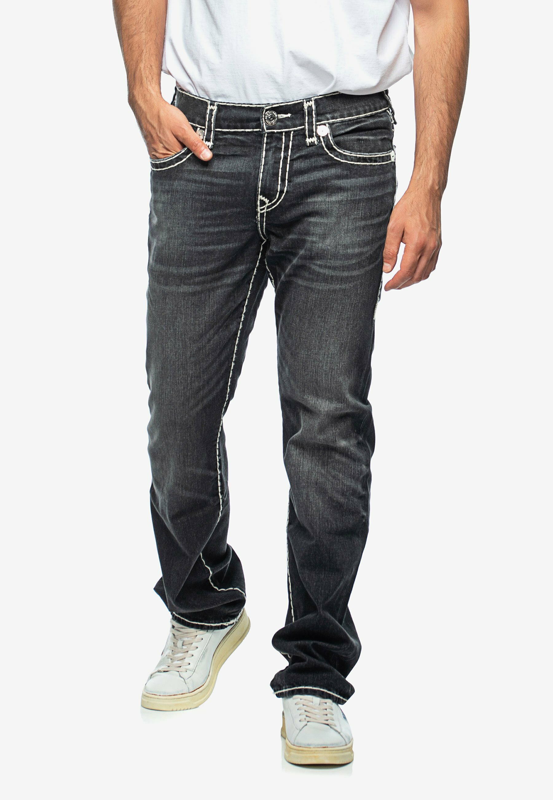 True Religion RICKY SUPER T - Straight leg jeans - populous black 