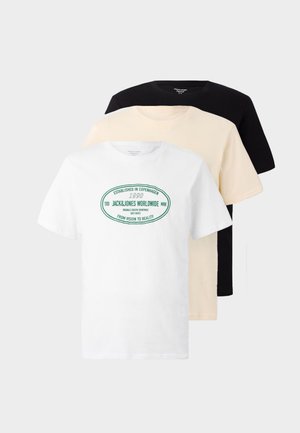 JORYORK FRONT TEE CREW NECK 3 PACK - Print T-shirt - black/bright white/antique white