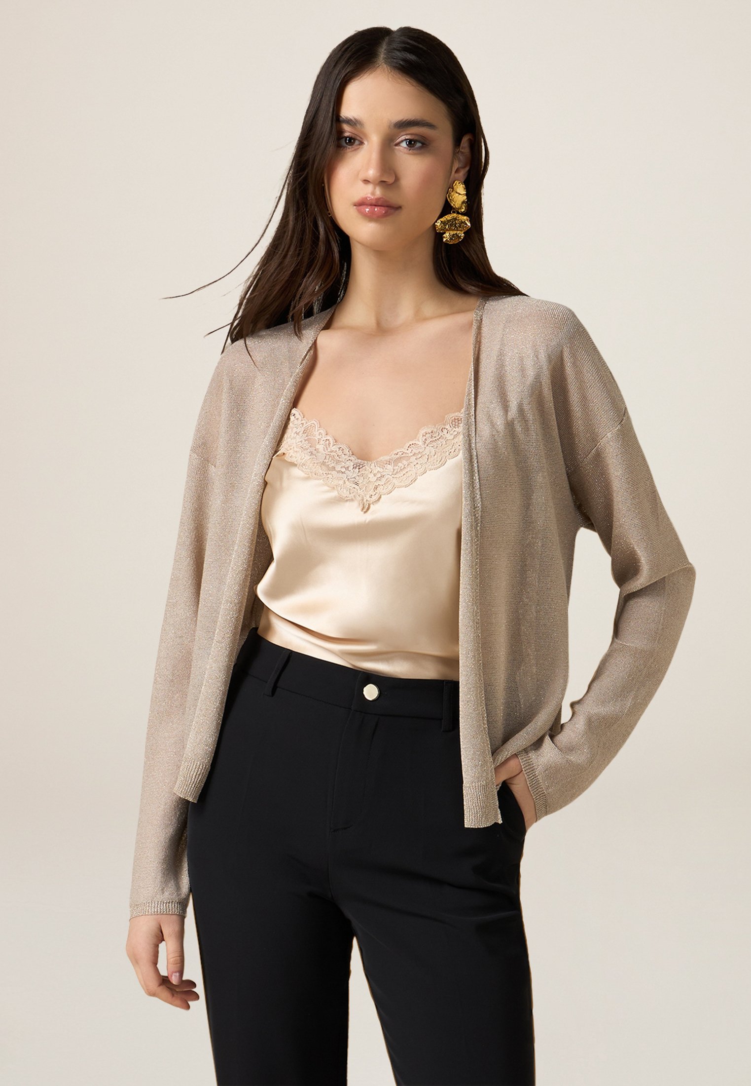 Cardigan Maglia In Lurex Oro Golfino Donna Golfino Oro Oltre LUREX - Main Image