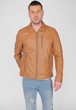 Veste en cuir - cognac