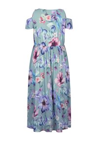 Zizzi GEBLÜMTES MIT SCHULTERDETAIL - Maksi garuma kleita - chinois green aop