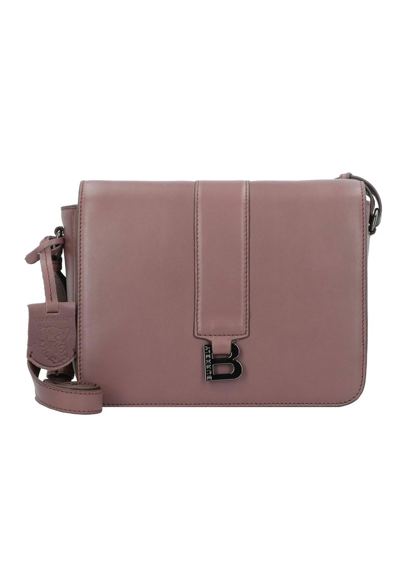 Borsa a tracolla in morbida pelle mauve con texture liscia. Presenta una chiusura a pattina magnetica, logo impressa e tracolla regolabile.